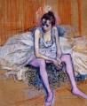 seated dancer in pink tights 1890 Toulouse Lautrec Henri de
